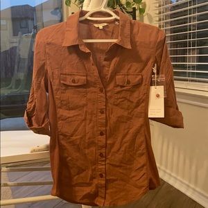 Ci Sono Women Blue Long Sleeve Button-Down Shirt M